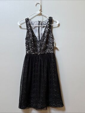 Nordstrom Black Lace Fit-and-Flare Dress